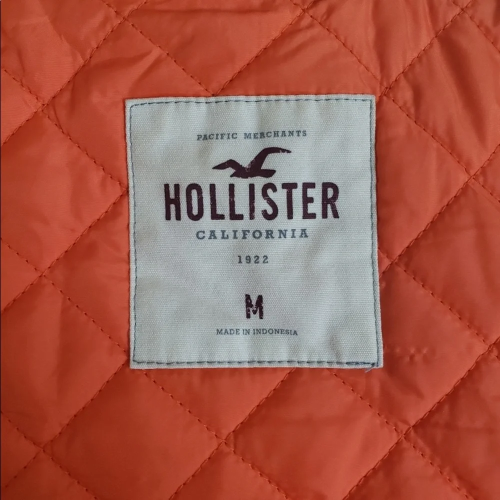 Hollister‎ Olive Green Bomber Jacket Orange Quilted Women’s sz M